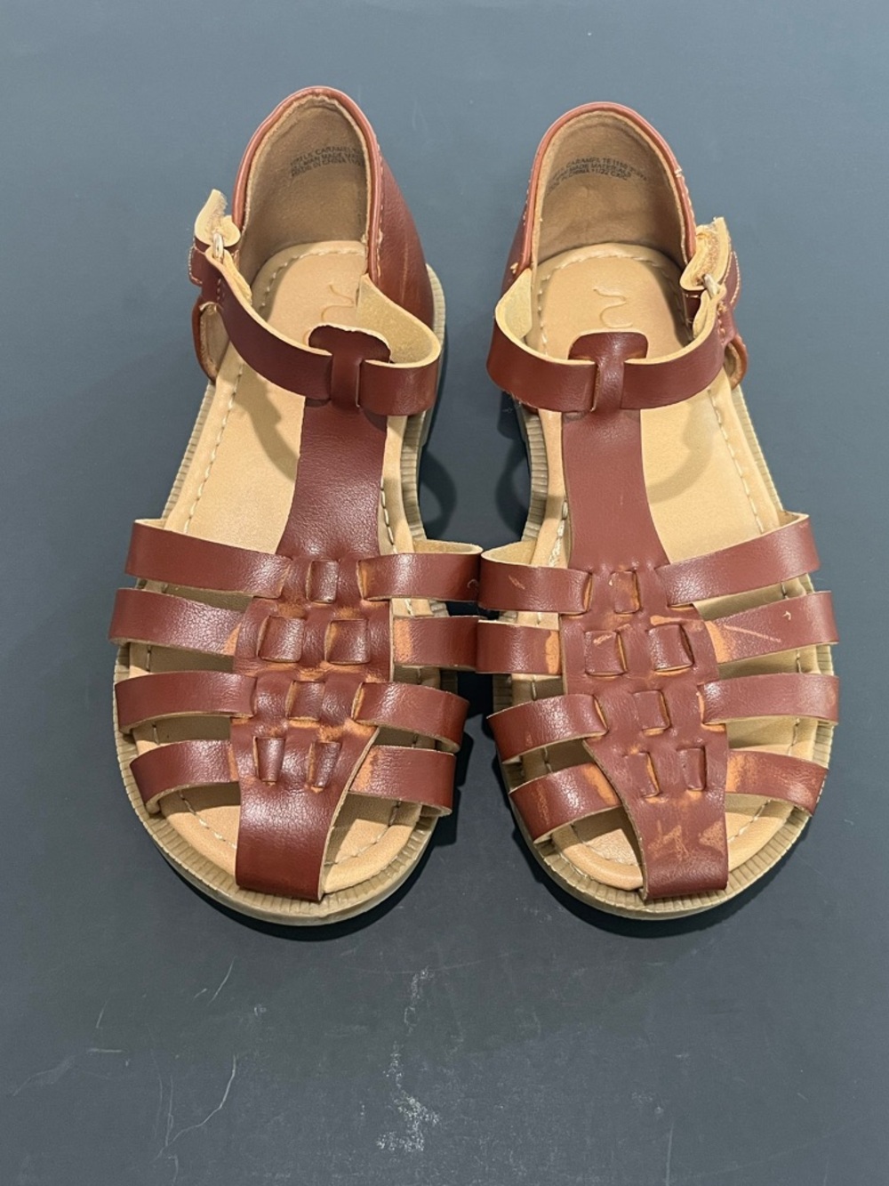 Sugar Brown Classic Fisherman Adjustable Strap Closed Toes Little Girls Sandals